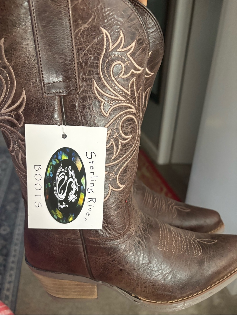 Brown Brand New Sterling River Leather Women Cowgirl Boots